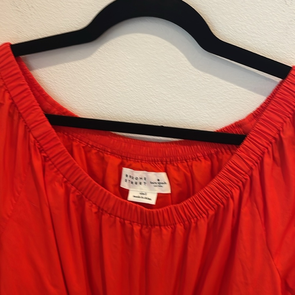 Kate Spade BROOME STREET off shoulder cherry red dress - Picture 4 of 7